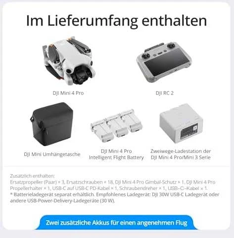 DJI Mini 4 Pro Fly More Combo (DJI RC 2) dronas