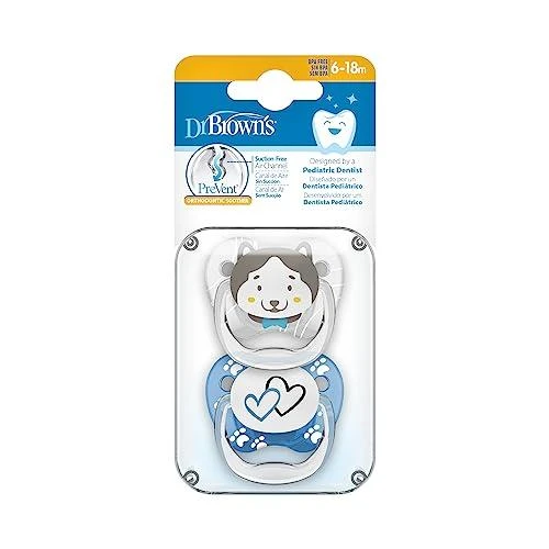 Dr Browns Dr.Browns PV22015 Ortodontinis čiulptukas PreVent BUTTERFLY 6-12m kolekcija gyvūnai mėlyni 2pack