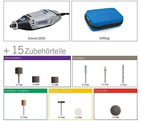 DREMEL 3000 serijos rotacinis įrankis + 15 priedų