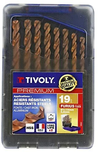 Grąžtas Tivoly Metalo gražtų rinkinys (19 vnt.) E FURIUS HSS su FUSIO padengimu Ø1-10 mm