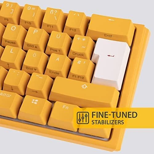 Ducky One 3 geltona mini žaidimų klaviatūra, RGB LED – MX-raudona