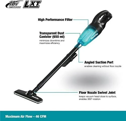 Makita DCL180ZB Akumuliatorinis dulkių siurblys 18 V Li-ion, Be akumuliatorių ir kroviklio!
