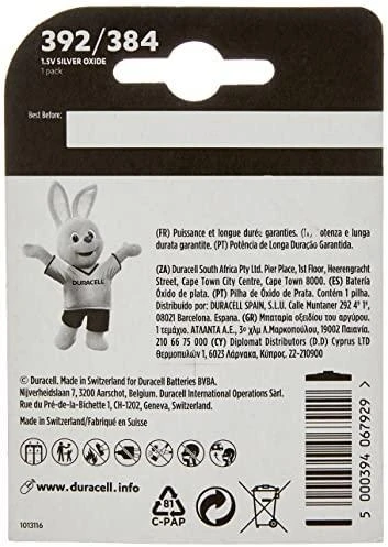 Duracell 392/384 buitinė baterija Vienkartinė baterija Sidabro oksidas (S)