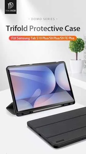 Dux Ducis Domo PU Odinis dėklas with Stand skirtas Samsung Tab S10+ / S9+ / S9 FE+ – juodos spalvos