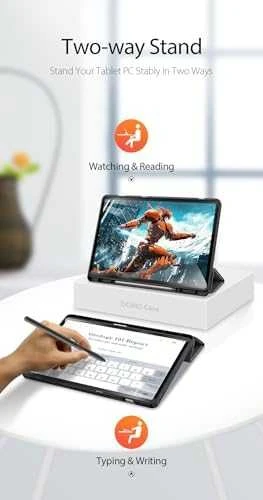 Dux Ducis Domo PU Odinis dėklas with Stand skirtas Samsung Tab S10+ / S9+ / S9 FE+ – juodos spalvos