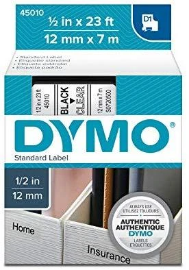 Juostelė DYMO D1 12mm x 7m, vinilinė, juoda ant permatomo / S0720500 45010