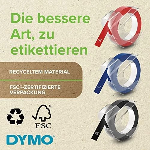 DYMO 3D Juostelės Mechaniniams Etikečių Spausdintuvams 9mm x 3m / raudona/mėlyna/juoda (S0847750)