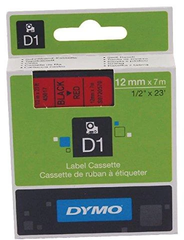 Juostelė DYMO D1 12mm x 7m, vinilinė, juoda ant raudono / S0720570 45017