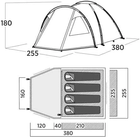 „Easy Camp“ šeimos palapinė | Kinn 4 | 4 asmuo(-ys) | Žalias