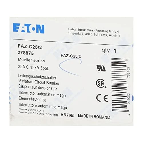 Eaton FAZ-C25 miniatiūrinis automatinis jungiklis 3 moduliai - 278875