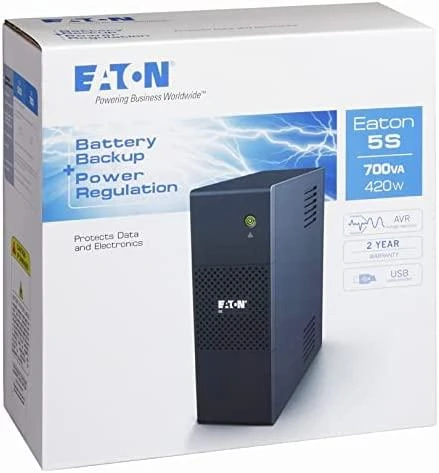 Eaton 700VA/420W UPS, linija interaktyvus, Windows/MacOS/Linux palaikymas, USB
