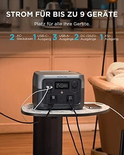 EcoFlow RIVER 2 Max nešiojamoji maitinimo stotis, 512Wh, 500W, X-Boost, EPS