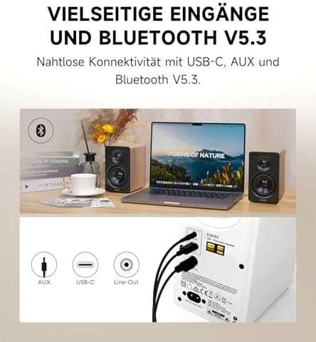 Kompiuterio kolonėlės Edifier kompaktiškos stalinės 2.0 kolonėlės | M60 | 66 W | „Bluetooth“ | Belaidė jungtis | Klasikinis ąžuolas