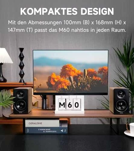 Kompiuterio kolonėlės Edifier kompaktiškos stalinės 2.0 kolonėlės | M60 | 66 W | „Bluetooth“ | Belaidė jungtis | Klasikinis ąžuolas