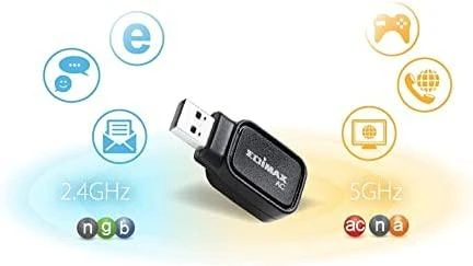 Edimax AC600 Dual-Band Wi-Fi USB Adapteris 2.4GHz/5GHz, Antenos tipas Vidinis, USB jungtys kiekis 1