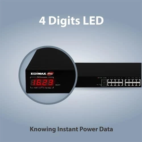 Šakotuvas Edimax Technology EDIMAX 18 Port Gigabit PoE Switch 2 RJ45/2 SFP Combo Jungtys