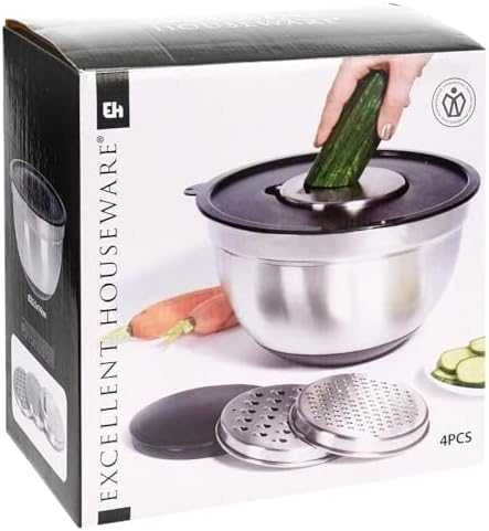 Excellent Houseware Maišymo dubuo su tarka plieninė 4,5 l