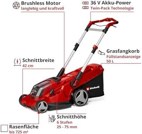 Akumuliatorinė vejapjovė Einhell RASARRO 36/42; 36 V; 2x5,2 Ah akum.