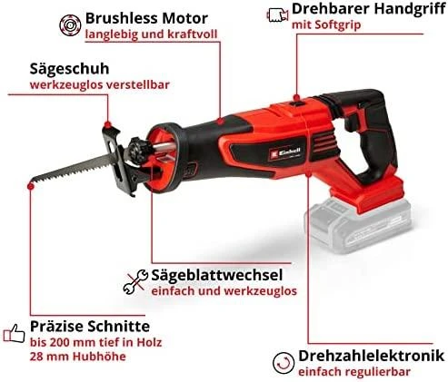 Tiesinis pjūklas Einhell TE-AP 18/28 Li BL 18V be akumuliatoriaus ir kroviklio