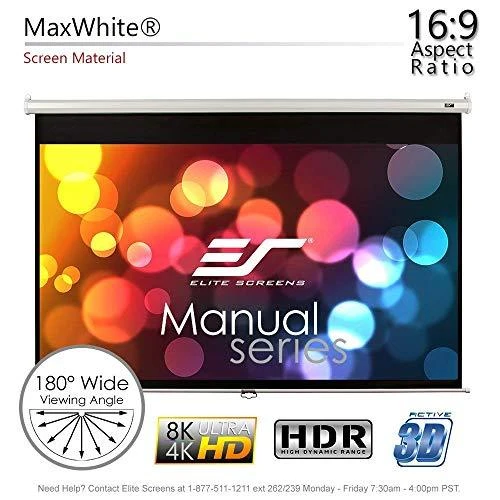 Elite Screens | Manual Series | M100UWH | Įstrižainė 100" | 16:9 | Matomo vaizdo plotis (W) 221 cm | Juodas