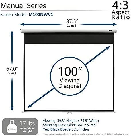 Elite Screens | Manual Series | M100UWH | Įstrižainė 100" | 16:9 | Matomo vaizdo plotis (W) 221 cm | Juodas
