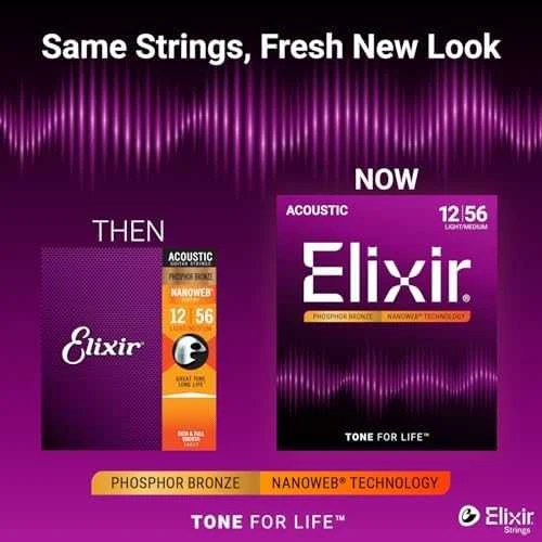 Elixir Strings Eliksyras Strings Eliksyras 16077 NanoWeb Phosphor Bronze 12-56 – Akustinės gitaros stygos
