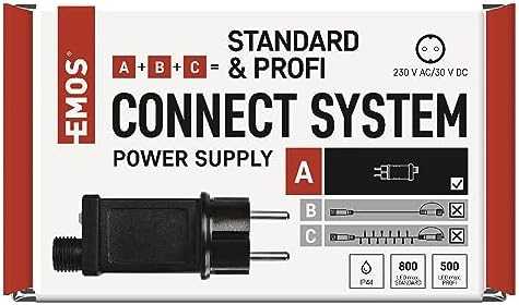 LED šviesos girliandų EMOS CONNECTING matinimo šaltinis, 30Vdc, 12W, su laikmačiu