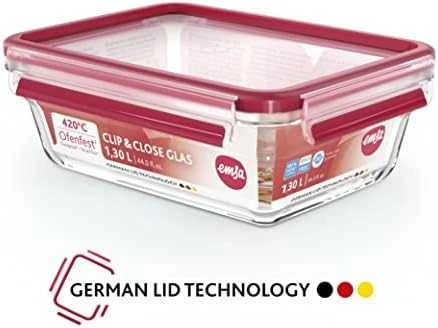 Emsa Emsa Clip&Close Glass Food Container Square 700 ml
