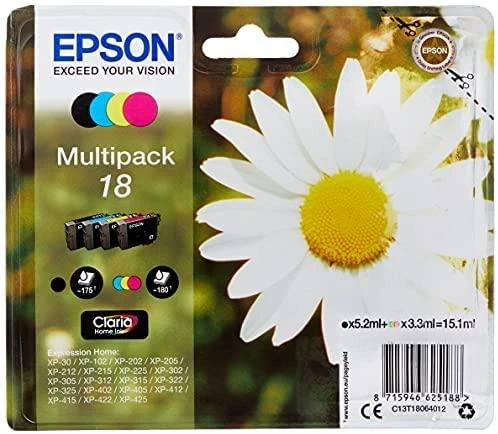 Epson 18 Multipack Ink cartridge, Juodas, žalsvai mėlyna, purpurinė, geltona