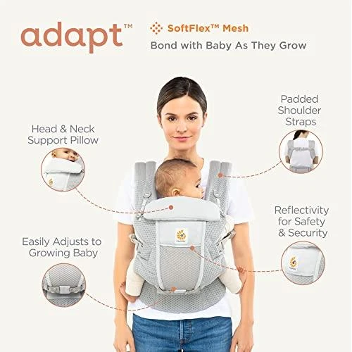 ERGOBABY nešioklė ADAPT SOFTFLEX, perlų pilkos spalvos, BCASFMGRY