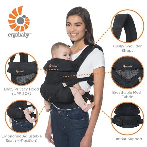 ERGOBABY nešioklė 360 COOL AIR, anglies pilkas, BC360PBLKGRY