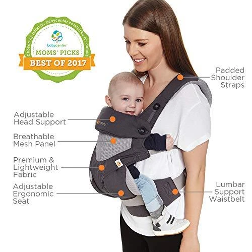 ERGOBABY nešioklė 360 COOL AIR, anglies pilkas, BC360PBLKGRY