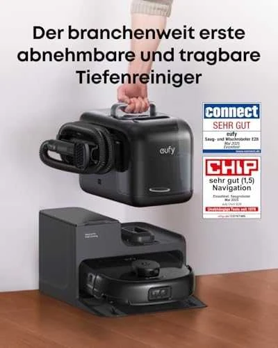 Nešiojamas valymo rinkinys su dulkių siurbliu-robotu Eufy Omni E28, Juodas