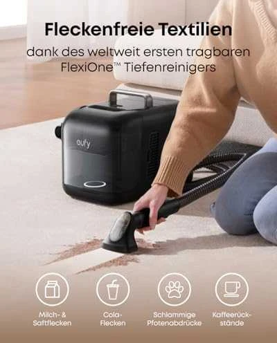 Nešiojamas valymo rinkinys su dulkių siurbliu-robotu Eufy Omni E28, Juodas
