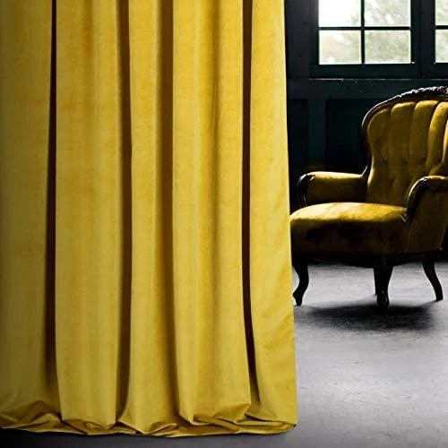 Naktinė užuolaida iš minkšto aksomo Eurofirany DIVA LINE RIA 140X270 cm, juosta/ tunelis/ kabliukai, 300g/m2, spalva: garstyčių