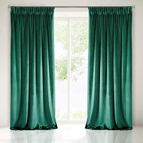 Naktinė užuolaida iš minkšto aksomo Eurofirany DIVA LINE RIA 140X270 cm, juosta/ tunelis/ kabliukai, 300g/m2, spalva: tamsiai žalia