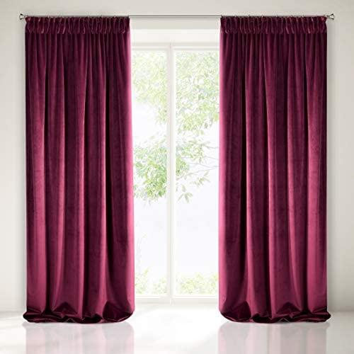 Naktinė užuolaida iš minkšto aksomo Eurofirany DIVA LINE RIA 140X270 cm, juosta/ tunelis/ kabliukai, 300g/m2, spalva: bordo