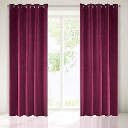 Eurofirany DIVA LINE RIA Minkšto aksomo naktinė užuolaida, 140X250 cm, kilpos / žiedai, spalva: bordo