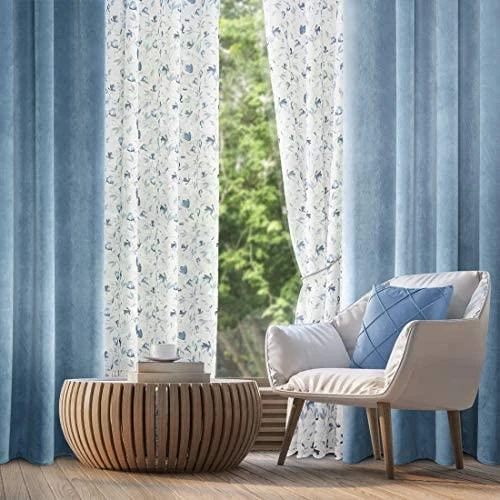 Eurofirany DIVA LINE RIA Minkšto aksomo naktinė užuolaida, 140X250 cm, kilpos / žiedai, spalva: mėlyna