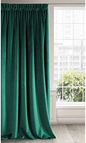 Naktinė užuolaida iš minkšto aksomo Eurofirany DIVA LINE RIA 140X270 cm, juosta/ tunelis/ kabliukai, 300g/m2, spalva: tamsiai žalia