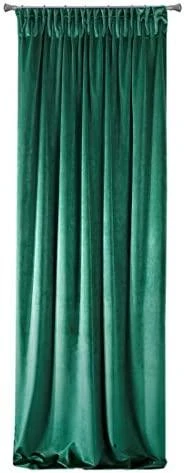 Naktinė užuolaida iš minkšto aksomo Eurofirany DIVA LINE RIA 140X270 cm, juosta/ tunelis/ kabliukai, 300g/m2, spalva: tamsiai žalia
