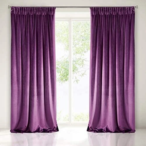 Naktinė užuolaida iš minkšto aksomo Eurofirany DIVA LINE RIA 140X270 cm, juosta/ tunelis/ kabliukai, 300g/m2, spalva: violetinė