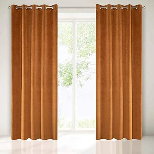 Eurofirany DIVA LINE RIA Minkšto aksomo naktinė užuolaida, 140X250 cm, kilpos / žiedai, spalva: ruda
