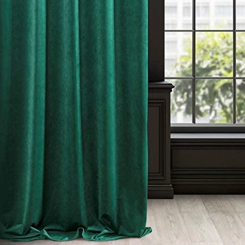 Naktinė užuolaida iš minkšto aksomo Eurofirany DIVA LINE RIA 140X270 cm, juosta/ tunelis/ kabliukai, 300g/m2, spalva: tamsiai žalia