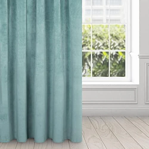 Naktinė užuolaida iš minkšto aksomo Eurofirany DIVA LINE RIA 140X270 cm, juosta/ tunelis/ kabliukai, 300 g/m2, spalva: žydra