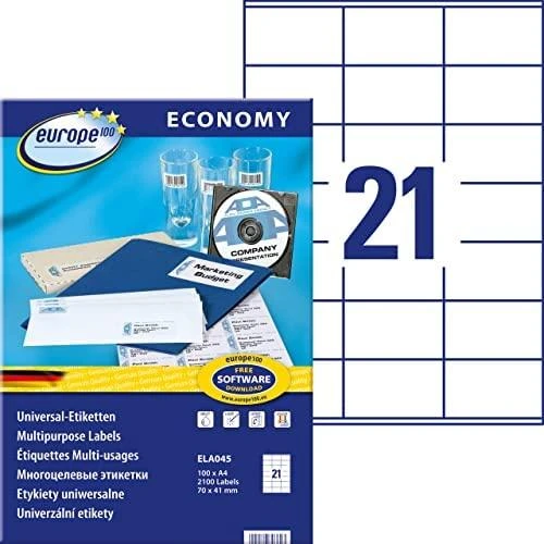 Avery Zweckform LABEL ZF ECONOMY 70X41MM 045 100ARK ETIKETĖ E100 ELA045 - ELA045
