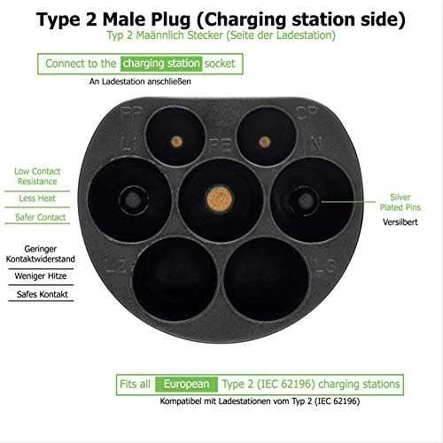 EV+ Type 1 to Type 2 32A adapter for EV charging cable | EV+ | EV-AD-T1-32-1P-W | EV+ Type 1 to Type 2 32A adapter for EV charging cable | 0.2 m