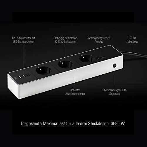 Eve Systems EVE Energy Strip – prijungtas trigubas Apple HomeKit lizdas