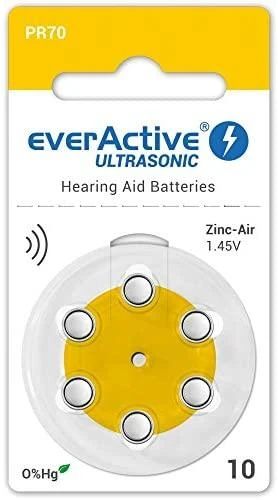 Baterija - Everactive Ultrasonic 10 PR70 1.45V Klausos Prietaisų Baterijos 6 Pakuotė