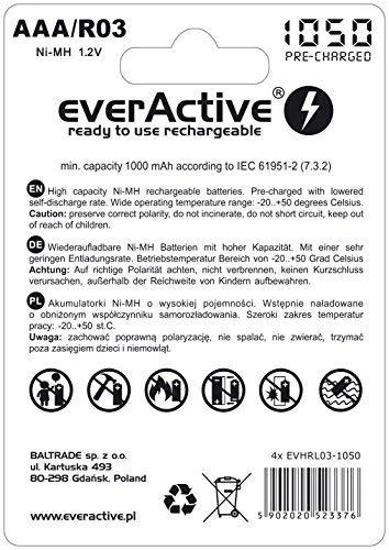 Įkraunamos baterijos everActive Ni-MH R03 AAA 1050 mAh Professional Line